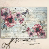 みすぼらしいシックなピンクポピー&バタフライデコップス 薄葉紙