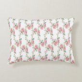 みすぼらしいシックなピンクローズフローラ アクセントクッション (正面)