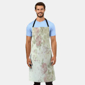 みすぼらしいシックなピンクローズフローラ エプロン (着用した状態)