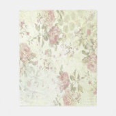 みすぼらしいシックなピンクローズフローラ フリースブランケット (正面)