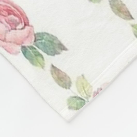 みすぼらしいシックなピンクローズフローラ フリースブランケット (角)