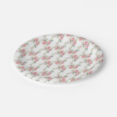 みすぼらしいシックなピンクローズフローラ ペーパープレート (アングル)
