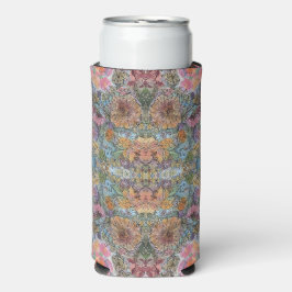みすぼらしいシックなフラワーガーデンウォーター絵を描カラー スリム缶クーラー