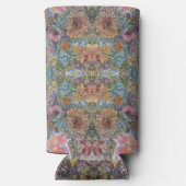 みすぼらしいシックなフラワーガーデンウォーター絵を描カラー スリム缶クーラー (裏面)