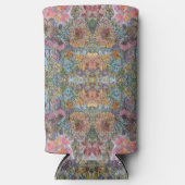 みすぼらしいシックなフラワーガーデンウォーター絵を描カラー スリム缶クーラー (正面)