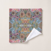 みすぼらしいシックなフラワーガーデンウォーター絵を描カラー バスタオルセット (ウォッシュタオル)