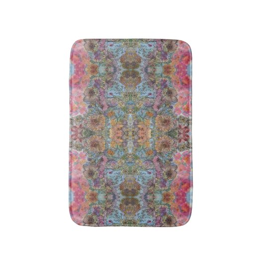 みすぼらしいシックなフラワーガーデンウォーター絵を描カラー バスマット (正面縦)