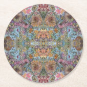 みすぼらしいシックなフラワーガーデンウォーター絵を描カラー ラウンドペーパーコースター (正面)