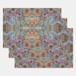 みすぼらしいシックなフラワーガーデンウォーター絵を描カラー ラッピングペーパーシート