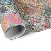 みすぼらしいシックなフラワーガーデンウォーター絵を描カラー ラッピングペーパー (ロールコーナー)