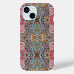 みすぼらしいシックなフラワーガーデンウォーター絵を描カラー iPhone 15ケース