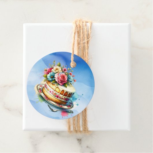 みすぼらしいシックなフローラお誕生日ケーキの行き来 フェイバータグ (インサイチュ)