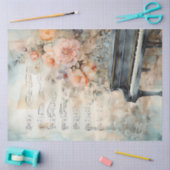 みすぼらしいシックなフローラピアノ音楽ノートephemera 薄葉紙 (クラフト)