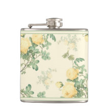 みすぼらしいシックなフローラフラスコの黄色いバラの花