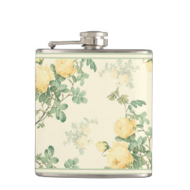 みすぼらしいシックなフローラフラスコの黄色いバラの花 フラスク