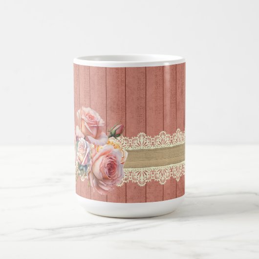 みすぼらしいシックなフローラプードルとバラテーブルランプ コーヒーマグカップ (中央)
