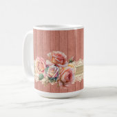 みすぼらしいシックなフローラプードルとバラテーブルランプ コーヒーマグカップ (正面左)