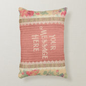 みすぼらしいシックなフローラプードルとバラ アクセントクッション (正面(垂直))