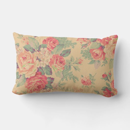 みすぼらしいシックなフローラプードルとバラ ランバークッション (裏面)