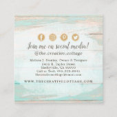 みすぼらしいシックなフローラ素朴ウッドのソーシャルメディアのアイコン スクエア名刺 (裏面)