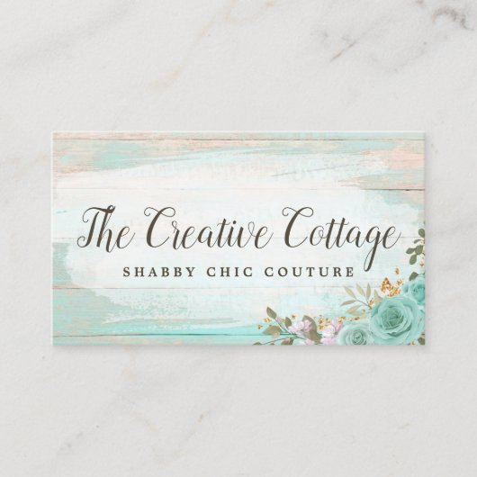 みすぼらしいシックなフローラ素朴ウッドのソーシャルメディアのアイコン 名刺 (正面)