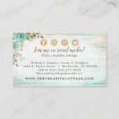 みすぼらしいシックなフローラ素朴ウッドのソーシャルメディアのアイコン 名刺 (裏面)