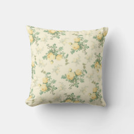 みすぼらしいシックなフローラ装飾用クッションイエローローズ クッション