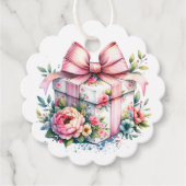 みすぼらしいシックなフローラ誕生日ギフト フェイバータグ (正面)