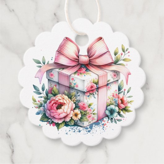 みすぼらしいシックなフローラ誕生日ギフト フェイバータグ (正面)