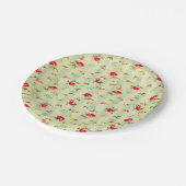 みすぼらしいシックなフローラ赤い黄色のトレンディーガーリーヴィンテージ ペーパープレート (アングル)