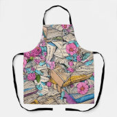 みすぼらしいシックなブックファイルイラストレーションエプロン エプロン (正面)