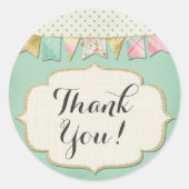 みすぼらしいシックなブティックがピンク色でバンティングありがとう ラウンドシール (正面)