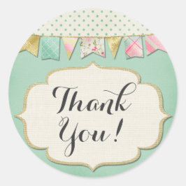 みすぼらしいシックなブティックがピンク色でバンティングありがとう ラウンドシール
