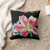 みすぼらしいシックなブラックリリーフローラフラワークッション クッション (ブランケット)