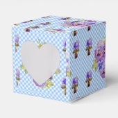 みすぼらしいシックなブルーギンガムパンジーフローラケーキのお願い フェイバーボックス (正面サイド)