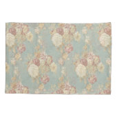 みすぼらしいシックなブルーホワイトとイエローのフローラ 枕カバー (裏面-左)