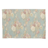 みすぼらしいシックなブルーホワイトとイエローのフローラ 枕カバー (正面左)