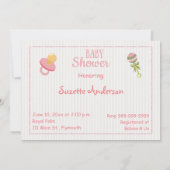 みすぼらしいシックなベビーガールピンクベビーシャワー招待状 招待状 (裏面)