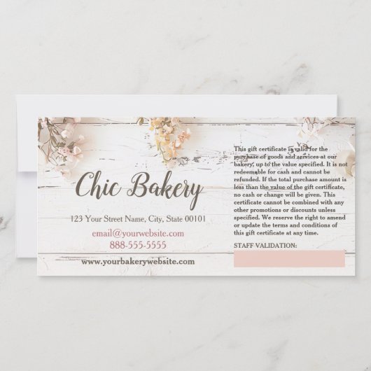 みすぼらしいシックなベーカリーヴィンテージギフト券 (裏面)