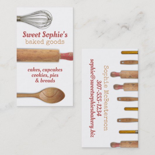 みすぼらしいシックなベーキング用品のベーカリーパストリー 名刺 (正面/裏面)