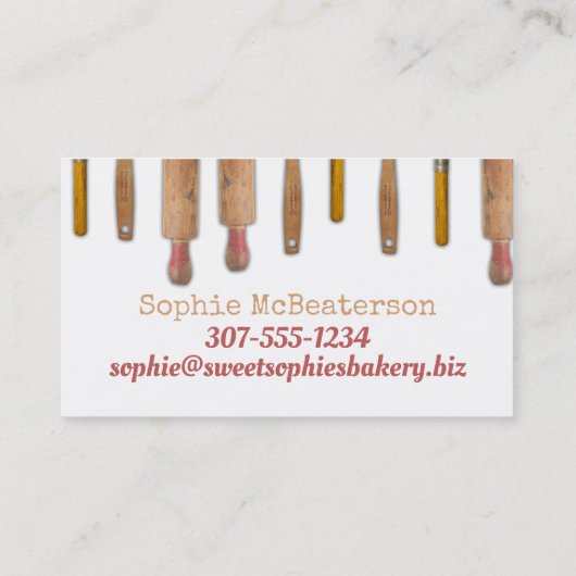 みすぼらしいシックなベーキング用品のベーカリーパストリー 名刺 (裏面)