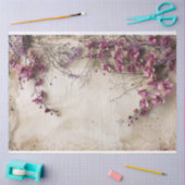 みすぼらしいシックなマゼンタの花、レース&ミックスメディア 薄葉紙 (クラフト)