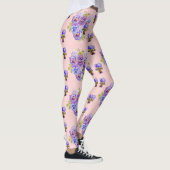 みすぼらしいシックなライトピンクドットパンジーフローラレギンス レギンス (右)