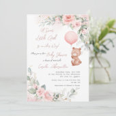 みすぼらしいシックなリトルベア赤面フローラベビーシャワー 招待状 (スタンド正面)