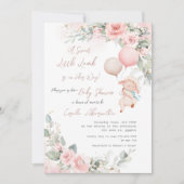 みすぼらしいシックなリトルラム赤面フローラベビーシャワー 招待状 (正面)