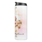 みすぼらしいシックなレトロベビーガールファーストbrithday写真 タンブラー (回転右)