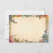 みすぼらしいシックなワイルドフラワーズアンティークヴィンテージウェディング サンキューカード (裏面)