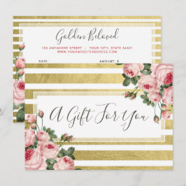 みすぼらしいシックなヴィンテージバラギフト証明書カード 招待状