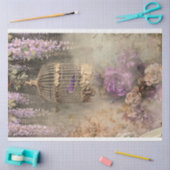 みすぼらしいシックなヴィンテージバードケージバード&フローラ 薄葉紙 (クラフト)