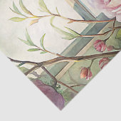 みすぼらしいシックなヴィンテージバード赤面ピンクの牡丹の窓 薄葉紙 (詳細)